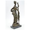 Image 4 : 17"x7" Signed Victorian Lady Playing Cello Bronze Marble Sculpture Statue Art Deco   13 LBS.