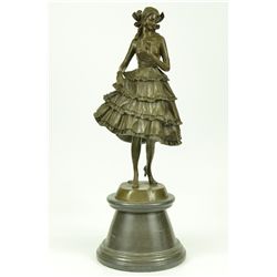 20"x8" Bruno Zach Classic Well Dressed Lady Art Nouveau Bronze Sculpture Statue Figure   20 LBS.