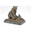 Image 2 : 10"x12" Signed Barye Bear Attacking Eagle Bronze Sculpture Marble Base Figurine Decor Nr   20 LBS.