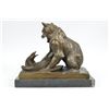 Image 3 : 10"x12" Signed Barye Bear Attacking Eagle Bronze Sculpture Marble Base Figurine Decor Nr   20 LBS.