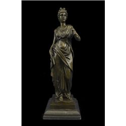 21"x7" Signed Dalou Gorgeous Roman Maiden Bronze Sculpture Art   17 LBS.