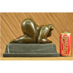 9"x11.5" Botero Bronze Woman Bending Sculpture   23 LBS.