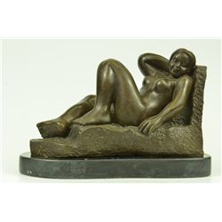 8 x11  Signed Bronze Marble Nude Statue Art Fernando Botero Female Sculpture Figurine   12 LBS.