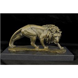 8 x15  Original American Artist Williams Wildlife Male Lion Bronze Sculpture Statue Art   18 LBS.