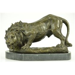 8.5"x13" Wild Lion African Animal Bronze Sculpture Statue Figure   20 LBS.