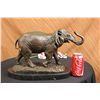 Image 1 : 11"x17.5" Signed Barye Large African Elephant Figurine Statue   24 LBS.