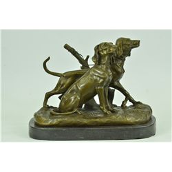 10"x13" Two Large Vizsla Dog Dogs Animal House Pet By Fremiet Bronze Marble Sculpture   25 LBS.