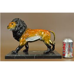 11"x14" Art Deco Special Patina Lion Leo Bronze Sculpture Marble Statue Figurine Figure   17 LBS.