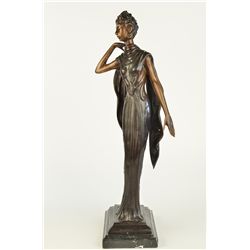 19"x7" Art Deco Bronze Statue Nude Actress Dancer Jazz Club Italian Artist Figurine Lrg   12 LBS.