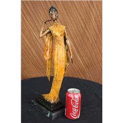 20"x10" Art Deco Vintage Theater Jazz Singer Actress Dancer Bronze Marble Statue Artwork   12 LBS.