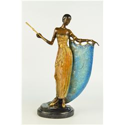 19"x121/5" Art Deco Dancer Broadway Showgirl Actress Flapper Bronze Marble Statue No Reserv   14 LBS