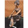 Image 3 : 17"x13" Vintage Seductive Lady By Moreau Bronze Sculpture Figure Statue Woman   17 LBS.