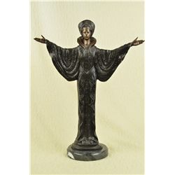 19"x15" Rare Girl Byzantine Sculpture In Bronze Art Deco Marble Base Figurine Decor Sale   10 LBS.