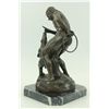 Image 3 : 15"x9" American Native Training A Bear Bronze Sculpture Statue   20 LBS.