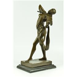 17"x9" Erotic Nude Art Blindfold Female Violin Player Bronze Sculpture Statue Art Deco   20 LBS.