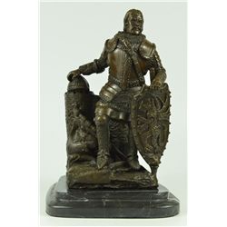 12"x7" Signed Dalov Heavy Armor Viking Warrior Bronze Sculpture Statue Figurine Figure   14 LBS.