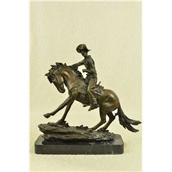 13"x15" Large Arizona Cowboy Bronze Sculpture By Remington Cow Boy Figurine Figure Decor   17 LBS.