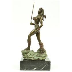 13.5"x6" Sexy Valkyrie Norse Mythology Warrior Goddess Fantasy Art Viking Bronze Figurine   9 LBS.