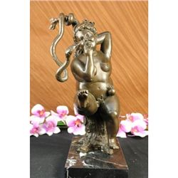 14"x8.5" Full Figure Woman W/ Snake A Tribute To Fernando Botero Bronze Sculpture   12 LBS.