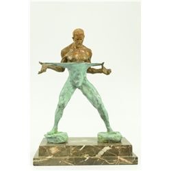 14"x10.5" Abstract Bronze Muscle Man Flexing Sculpture Nude Male Fitness Model Muscular   16 LBS.