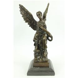 17"x9" Art Deco Nude Angel Religion Bronze Statue Artwork Figurine Figure Sculpture   25 LBS.