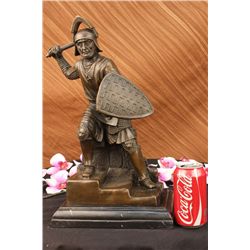 17"x10" Signed Original Kamiko Japanese Samurai Warrior Bronze Marble Sculpture   22 LBS.