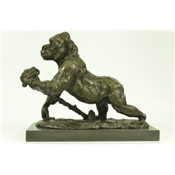 12"x14" Signed Original Fisher American Artist Large Gorilla Bronze Sculpture Statue Art   24 LBS.