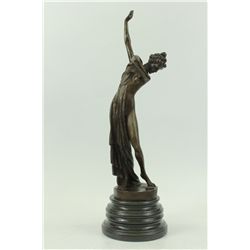 22.5"x7" Art Deco Nude Dancer Hand Made Hot Cast Real Bronze Sculpture Figurine Figure Nr   17 LBS.