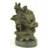 Image 2 : 8.5"x11" Bronze Marble Statue Wolf German Shepherd Gsd Dog Deco   11 LBS.
