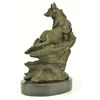 Image 3 : 8.5"x11" Bronze Marble Statue Wolf German Shepherd Gsd Dog Deco   11 LBS.