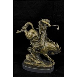 12"x12" Original Milo A Native American Warrior On Horse Bronze Sculpture Western Figure   14 LBS.