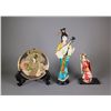 Image 1 : 3 Pieces Japanese Gold Gilt Plate and 2 Dolls