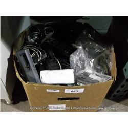 BOX: REMOTES, AC ADAPTERS, ETC