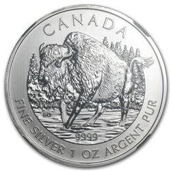 2013 1 oz Canadian Wildlife Series - Wood Bison MS-69 N