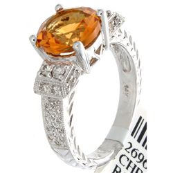 14K White Gold 2.84ctw Citrine & Diamond Ring