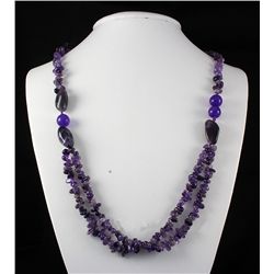 Chunky 384.69ctw Amethyst Beads Necklace