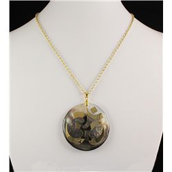 OM Mother of Pearl Big Round Pendant (Greyish)