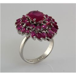 34.73CTW Pretty Pink Ruby Stone in Silver Ring