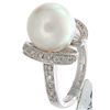 Image 1 : 18K White Gold 11.66ctw Pearl & Diamond Ring