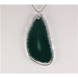 Organic Natural Green Agate Big Slice Pendant