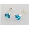 Image 1 : Sterling Silver Earring Prong Set Blue Topaz