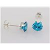 Image 3 : Sterling Silver Earring Prong Set Blue Topaz