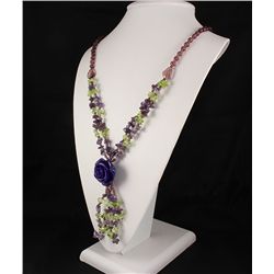 Fashion Jewelry Purple Rose Coral Pendant Necklace