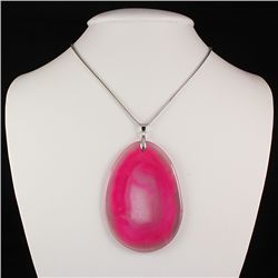 3 Kings Pink Druzy Agate Big Slice Pendant, 56.75g in w