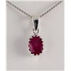 Image 2 : Sterling Silver Prong Set Pendant with Ruby Corrundum