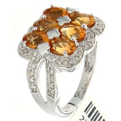 18K White Gold 3.09ctw Citrine & Diamond Ring