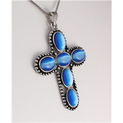 Cross Pendant Fire Blue