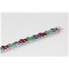 Image 2 : Multi-Stone Layered Silver Bracelet, Rhodium Plated for