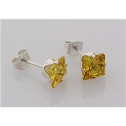 Sterling Silver Earring Prong Set Citrine Crystal