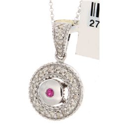 14K White Gold 0.45ctw Ruby & Diamond Pendant